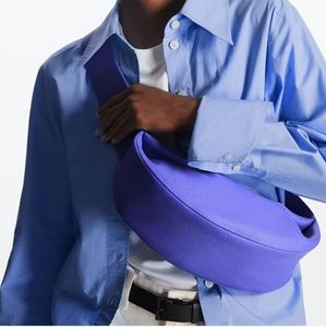 NWT COS Leather Crossbody crescent hobo sling bag blue